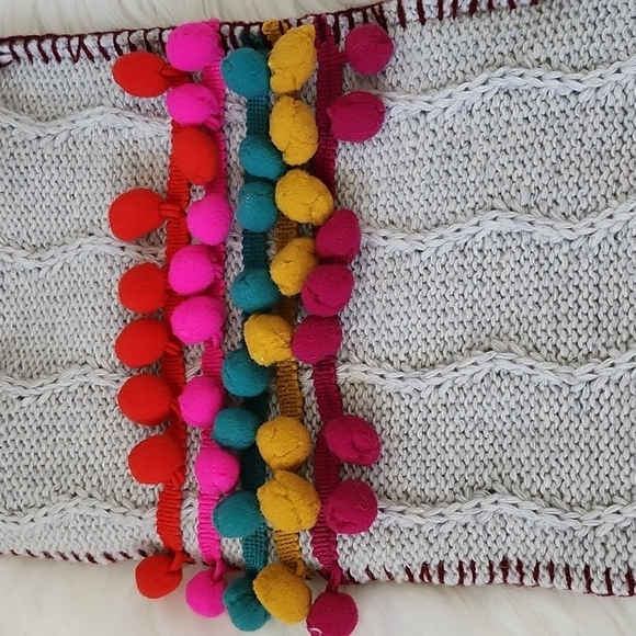 NATURAL LIFE gray Christmas stocking with multicolored pom poms and tass… - Picture 3 of 6